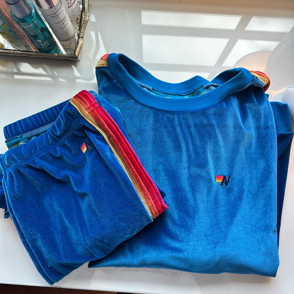 Aviator Nation Classic Velvet Relaxed Sweatshirt and Sweatpants Set